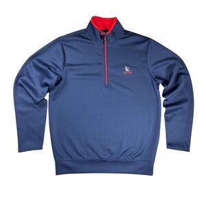 Antigua Mens Navy Blue Red Eagle Crest Resort 1/4 Zip Pullover Jacket Medium
